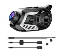 OBEST Auriculares Casco Moto,Auriculares Intercomunicación Bluetooth para Moto con Cámara 2K,Intercomunicador manos libres inalámbrico para 6 personas 800M,Ángulo Amplio 140°/Compartir música/Radio FM