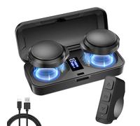 OBEST Auriculares Casco Moto Bluetooth 5.3, Verdaderos Auriculares Inalámbricos Manos Libres para Llamadas con Estuche de Carga y asa de Control Remoto, Adecuados para Equitación, Esquí, Escalada, etc