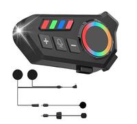 OBEST Auriculares para Casco de Motocicleta, Auriculares Casco Moto con Luces LED y RGB, Bluetooth 5.4 Manos Libres Inalámbrico, Cancelación de Ruido HD, Resistencia al Agua IPX8