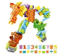 OBEST Dinosaurios Robot Transformación Juguetes, 20Pcs Números y Símbolos Aritméticos Juguetes DeformacióN, Dinosaurio/Numeros/Robots Montados Bloques de Construcción Educativos para Niños 6+Años