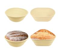 OBEST Juego de cestas de fermentación de silicona (2 unidades), moldes ovalados y redondos, cesta plegable de silicona para fermentación, adecuado para pan de masa madre y pizza