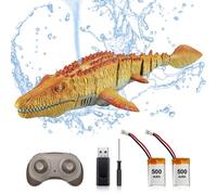 OBEST Juguete Dinosaurio Agua RC, 2.4GHz Tiburón Control Remoto, Barcos Teledirigido, Juguete Recargable Simulación Mosasaur Natación Agua Spray para Piscinas y Lagos, Lanchas para Niños (2 baterías)