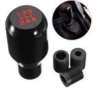 OBEST Pomos de Palanca de Cambios Manual Universal, Adaptador Perilla Palanca de Cambios Metal 5 velocidades para Coche de Transmisión Manual, con 3 adaptadores 8/10 / 12mm, Negro