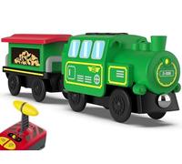 OBEST Tren Electrico Teledirigido para Niños con Luz y Sonido, Motorizado Magnético Control Remoto, Compatible con Thomas Brio Pista de Madera