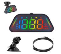 OBEST Velocímetro para coche, pantalla de coche HUD universal, odómetro, con alarma de velocidad y recordatorio de fatiga, con 12 colores iluminación ambiental, conector USB