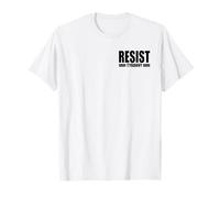 OBEY RESIST DISOBEY TEES Camiseta Unisex-Adulto Anti-Autoridad, Manga de Doble Puntada, Blanco, Pequeño