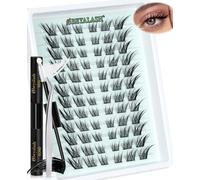 Obeyalash Cat Eye Extensiones De PestañAs Kit 12mm Wispy Kit Extensiones De PestañAs Cluster Lashes Applicator DIY Lashes Extension for Beginners (ZK05)