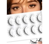 Obeyalash Extensiones de pestañas autoadhesivas, autoadhesivas, reutilizables, autoadhesivas, cortas, 5-11-5 mm (5 pares, ojos naturales-L09)