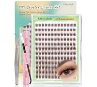 Obeyalash Kit PestañAs Pelo A Pelo Brown 156pcs Wispy Lash Cluster Kit Extensiones De PestañAs Cluster Lashes Natural Eyelash Clusters Brown Eyelash Clusters With Bond and Seal C Curl 8-16mm(YLB09)