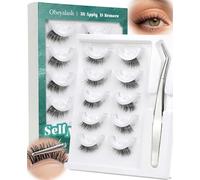 Obeyalash Pestañas Autoadhesivas Half Lashes - Pestañas Prepegadas 3/4 Pestañas Press On Lashes Pestañas Autoadhesivas Extensions Aspecto Natural 5 Pares Con 10 Tiras Adhesivas Adicionales