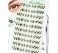 Obeyalash Pestañas autoadhesivas marrones racimo de ojos de zorro prensado en racimo C Curl Brown Cluster Lashes Fox Eye sin pegamento Extensiones de pestañas DIY con pinzas (G-JWT)