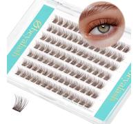 Obeyalash Pestañas Individuales Marrones Extensiones DIY D Curl 8mm Banda Transparente, Pestañas en Racimo Marrón Cluster Natural (8MM, Dark Brown)