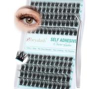 Obeyalash Pestañas prepegadas, racimo de pestañas autoadhesivas rizadas en D, kit de extensiones de pestañas individuales, racimos de pestañas a presión, no necesita pegamento, pestañas con pinzas (Y