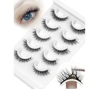 Obeyalash Pre Glued Extensiones De PestañAs Natural Look Self Adhesive PestañAs Postizas Wispy 5pairs Adhesive Lashes No Glue Needed Reusable Stick On Lashes Glueless DIY at Home (6D09)
