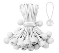 Obidodi Gomas Tensoras con Bola de 10 cm, 30 Unidades, Tensores de Goma Resistentes para Tiendas de Campaña, Pancartas, Toldos, Lonas (Blanco)