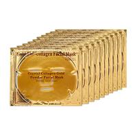 ObiPosay Mascarillas faciales de colágeno (10 unidades) - Mascarilla vegana dorada - Antienvejecimiento, reduce la hinchazón, hidrata, rejuvenece profundamente la piel e hidrata