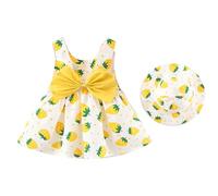 OBiQuzz Bebé Niña Fresa Estampado Vestido Sombrero Trajes Ropa Set Recién Nacido Niña, c, 3-12 meses