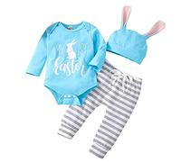 OBiQuzz Bebé Niña Manga Larga Pascua Carta Conejo Estampados Mameluco Mono Pantalones Rayas Sombrero Trajes Daddys Girl Bebé, a, 6-9 meses