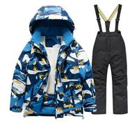 OBiQuzz Boys and Girls Children's Ski Suits Girls Outdoor Thick Windproof Boys Baby Big Children Ski Clothes Equipment Suit suit Baby 80 Junge, Negro , 12-13 años