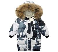 OBiQuzz Boys Girls Middle And Large Children Winter Big Hairy Collar In The Long Thickened Down Cotton Jacket Winter Jacket Baby Snow suit, Ce1, 3-4 años