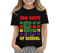 OBiQuzz Broche azul niña verano ropa primer día de escuela camiseta en mi preescolar camiseta Toddler kindergarten camisas mujer top con botones, Negro , 10-11Years