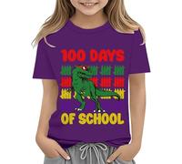 OBiQuzz Broche azul niña verano ropa primer día de escuela camiseta en mi preescolar camiseta Toddler kindergarten camisas mujer top con botones, morado, 6-7 años