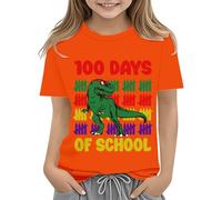 OBiQuzz Broche azul niña verano ropa primer día de escuela camiseta en mi preescolar camiseta Toddler kindergarten camisas mujer top con botones, naranja, 10-11Years