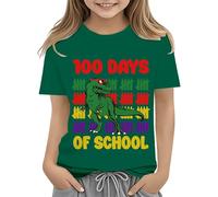 OBiQuzz Broche azul niña verano ropa primer día de escuela camiseta en mi preescolar camiseta Toddler kindergarten camisas mujer top con botones, verde, 3-4 años