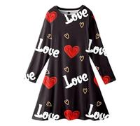 OBiQuzz Cadena de alambre bebé niña traje de San Valentín vestido amor corazón volantes vestido primavera ropa vestido arco iris, N, 2-3 años