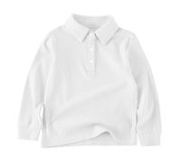 OBiQuzz Camisa Niños 146 Primavera y Casual Manga Color Sólido Camiseta Envoltura, Blanco, 5-6 años
