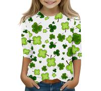 OBiQuzz Camiseta 152 manga 3/4 verde camiseta Top Girls Funny St Day Camiseta de encaje negro, AG., 10-11Years