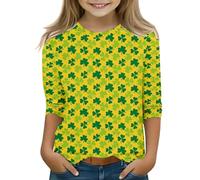 OBiQuzz Camiseta 152 manga 3/4 verde camiseta Top Girls Funny St Day Camiseta de encaje negro, amarillo, 10-11Years