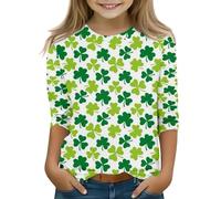 OBiQuzz Camiseta 152 manga 3/4 verde camiseta Top Girls Funny St Day Camiseta de encaje negro, camuflaje, 10-11Years