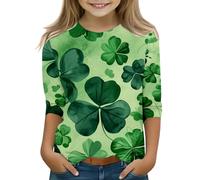 OBiQuzz Camiseta 152 manga 3/4 verde camiseta Top Girls Funny St Day Camiseta de encaje negro, verde, 10-11Years