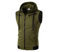 OBiQuzz Chaleco deportivo para hombre con capucha, chaqueta deportiva con capucha, camiseta sin mangas, sudadera con capucha, chaleco exterior, gimnasio fitness, sudadera sin mangas con capucha