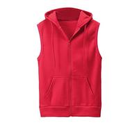 OBiQuzz Chaleco softshell para hombre con capucha, chaleco para correr con bolsillos, sudadera sin mangas, chaleco deportivo con capucha, chaleco deportivo monocolor, informal, ligero, transpirable,