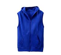 OBiQuzz Chaleco softshell para hombre con capucha, chaleco para correr con bolsillos, sudadera sin mangas, chaleco deportivo con capucha, chaleco deportivo monocolor, informal, ligero, transpirable,