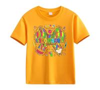 OBiQuzz Girls and Boys Casual Short Sleeved T Shirt 100 Days of School Opening 100 Days Aniversary Personality Loose Short Sleeved Shungite Ring, amarillo, 6-7 años