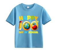 OBiQuzz Girls and Boys Casual Short Sleeved T Shirt 100 Days of School Opening 100 Days Aniversary Personality Loose Short Sleeved Ropa de Mujer Conjunto, azul celeste, 6-7 años