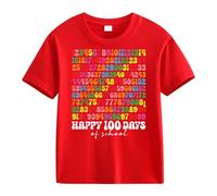 OBiQuzz Girls and Boys Casual Short Sleeved T Shirt 100 Days of School Opening 100 Days Aniversary Personality Loose Short Sleeved Jersey Clip, rojo, 10-11Years