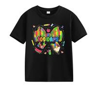 OBiQuzz Girls and Boys Casual Short Sleeved T Shirt 100 Days of School Opening 100 Days Aniversary Personality Loose Short Sleeved Shungite Ring, Negro , 6-7 años