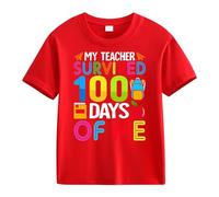 OBiQuzz Girls and Boys Casual Short Sleeved T Shirt 100 Days of School Opening 100 Days Aniversary Personality Loose Short Sleeved Baby Fliege Rot, rojo, 10-11Years