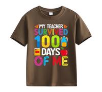 OBiQuzz Girls and Boys Casual Short Sleeved T Shirt 100 Days of School Opening 100 Days Aniversary Personality Loose Short Sleeved Baby Fliege Rot, marrón, 8-9 años