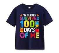 OBiQuzz Girls and Boys Casual Short Sleeved T Shirt 100 Days of School Opening 100 Days Aniversary Personality Loose Short Sleeved Baby Fliege Rot, marine, 6-7 años