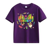 OBiQuzz Girls and Boys Casual Short Sleeved T Shirt 100 Days of School Opening 100 Days Aniversary Personality Loose Short Sleeved Shungite Ring, morado, 4-5 años