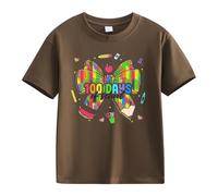 OBiQuzz Girls and Boys Casual Short Sleeved T Shirt 100 Days of School Opening 100 Days Aniversary Personality Loose Short Sleeved Shungite Ring, marrón, 6-7 años