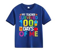 OBiQuzz Girls and Boys Casual Short Sleeved T Shirt 100 Days of School Opening 100 Days Aniversary Personality Loose Short Sleeved Baby Fliege Rot, azul, 2-3 años