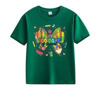 OBiQuzz Girls and Boys Casual Short Sleeved T Shirt 100 Days of School Opening 100 Days Aniversary Personality Loose Short Sleeved Shungite Ring, verde, 10-11Years