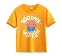 OBiQuzz Girls and Boys Casual Short Sleeved T Shirt 100 Days of School Opening 100 Days Anniversary Personality Loose Short Sleeved Tunika Indisch, amarillo, 6-7 años