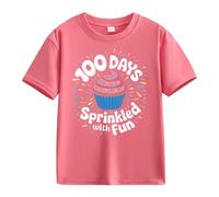 OBiQuzz Girls and Boys Casual Short Sleeved T Shirt 100 Days of School Opening 100 Days Anniversary Personality Loose Short Sleeved Tunika Indisch, Rosa intenso., 10-11Years